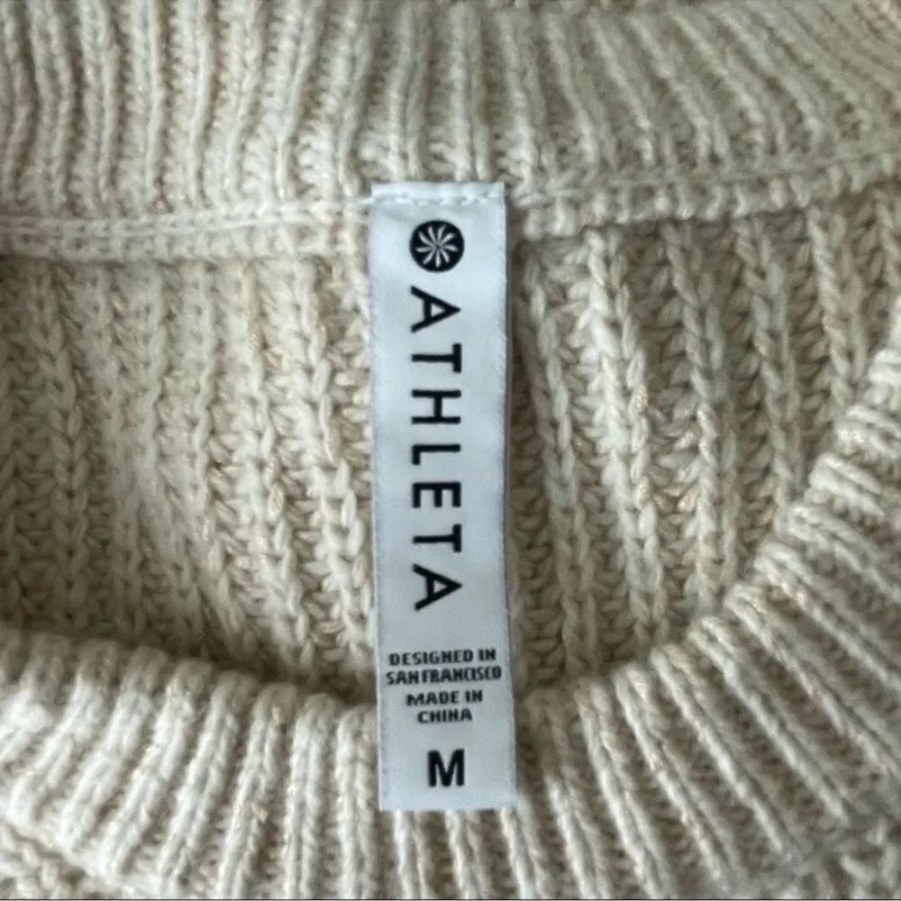 ATHLETA SIERRA CREW NECK WOOL BLEND SWEATER CREAM Size M